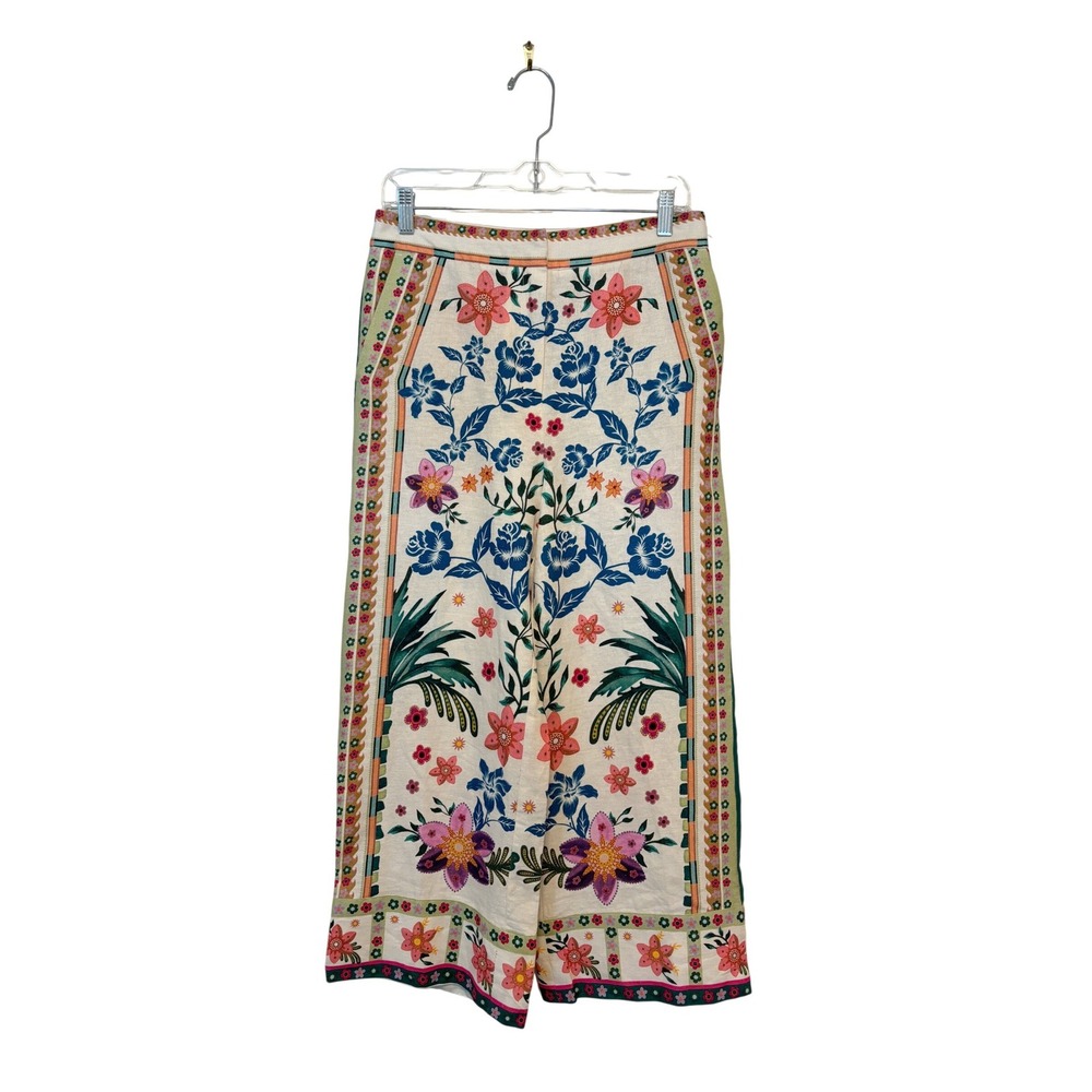 NWT House of Harlow 1960 Boho Floral Wide Leg Pants Cream‎ Multicolor Size 4